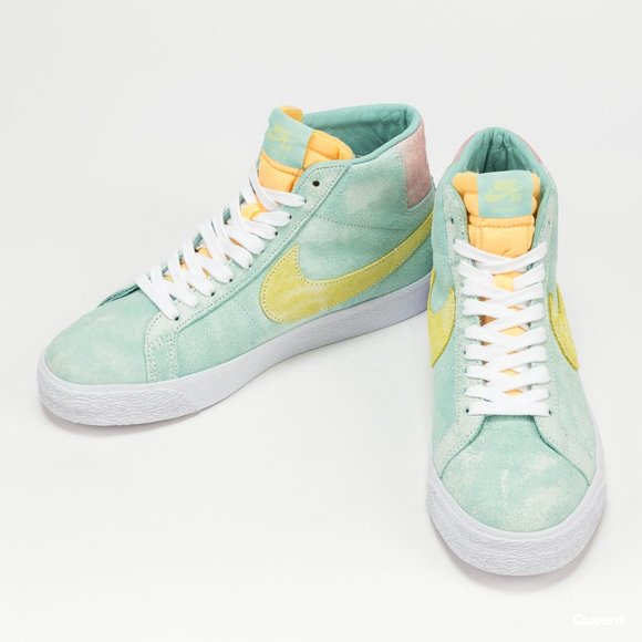 NIB Nike SB Zoom Blazer Mid Prm Lt Dew/Lt Zitron-Green Glow DA1839 300 - Picture 6 of 11